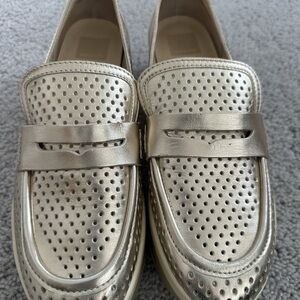 Dolce Vita Metallic Gold Perforated Loafers